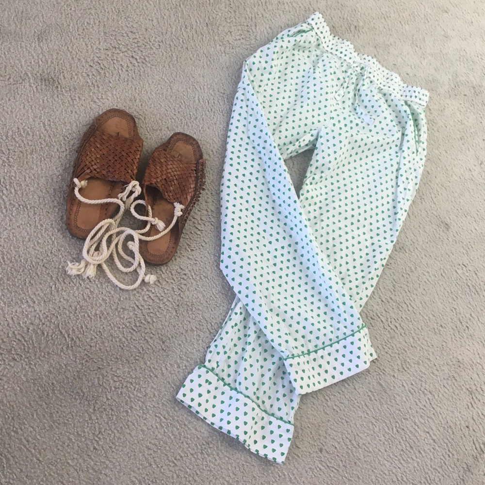 ROLLER RABBIT/“LIZA”WHITEwGREEN HEARTS PJ BOTTOMS/NEW